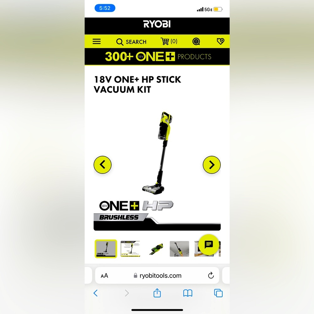 RYOBI 18V ONE+ HP STICK VACUUM KIT CORDLESS BRAND NEW IN THE BOX NEVER OPENED.